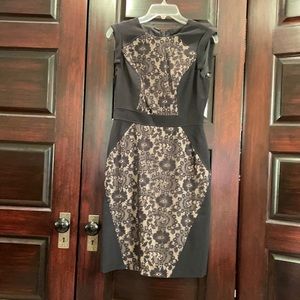 Adriana Papell Black and Nude Dress